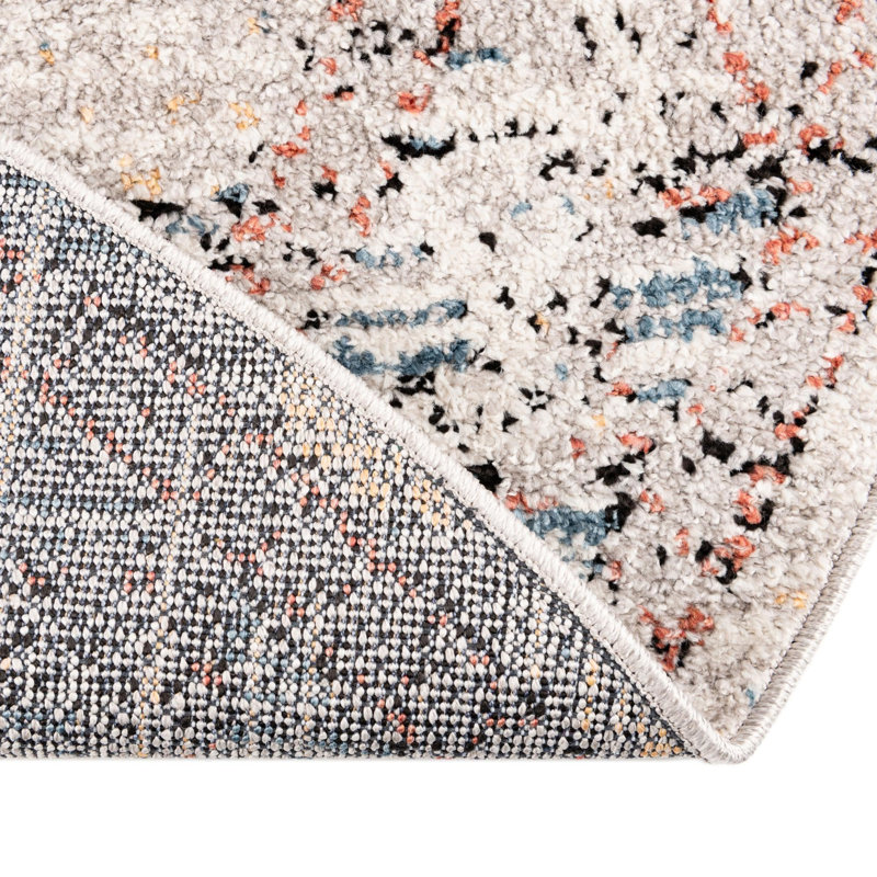 Tapis rouge / bleu / jaune Iroda, Rond 7 pi