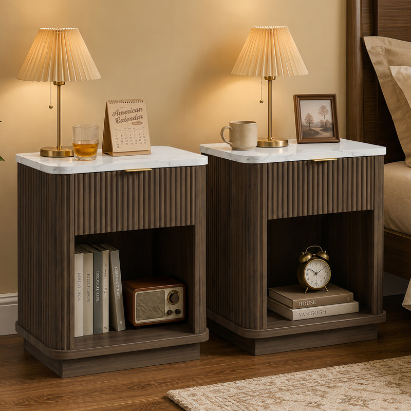 18.9'' W Particle Board / Chipboard Nightstand, Walnut