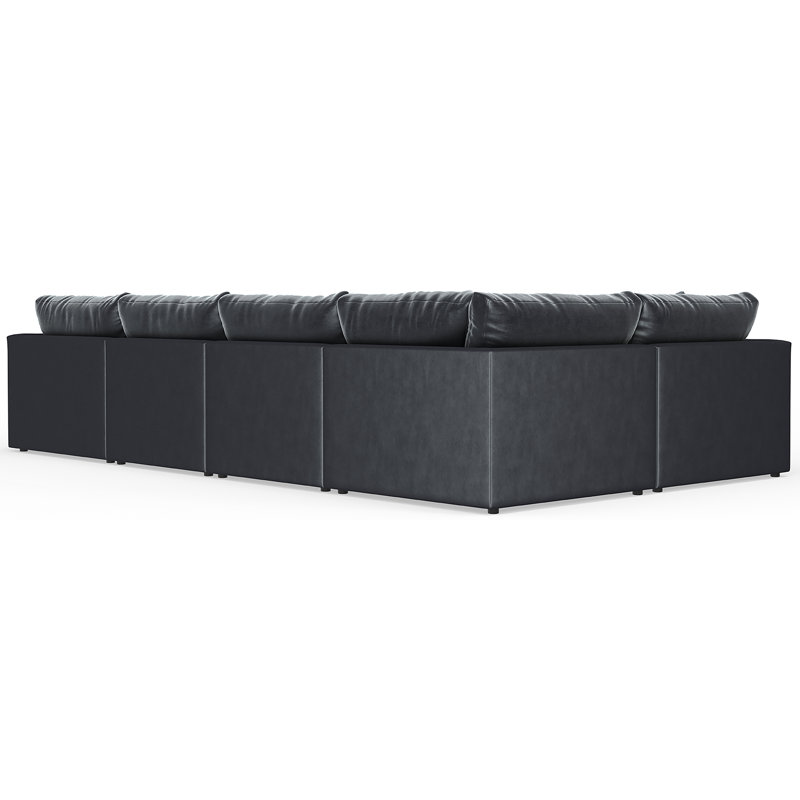 Rondale Five Piece Plush Extra Deep Sectional With Matching Ottoman, Grey