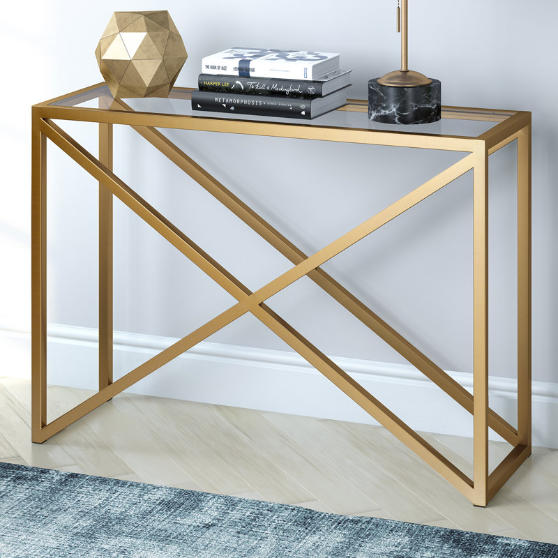 Calix Console Table, 30" H x 42" W x 14" D, Brass