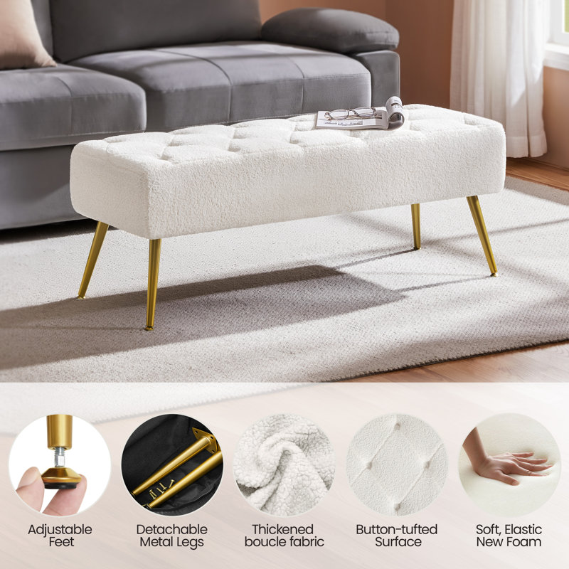 Boucle Upholstered Bench