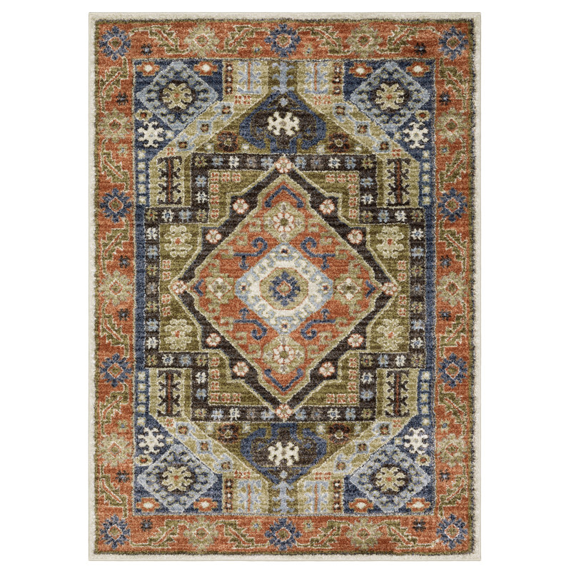 Tapis rouille / bleu Genesis, Rectangle 7 pi 10 po x 10 pi