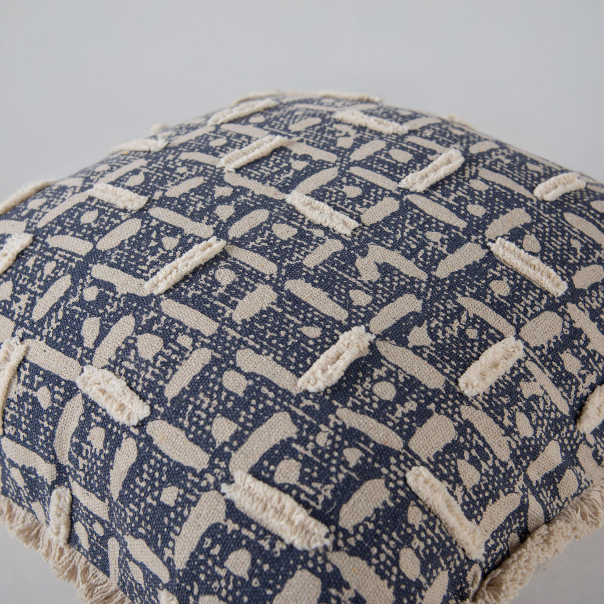 100% Recycled Cotton Canvas Throw Pillow, Down Blend, Blue/Natural