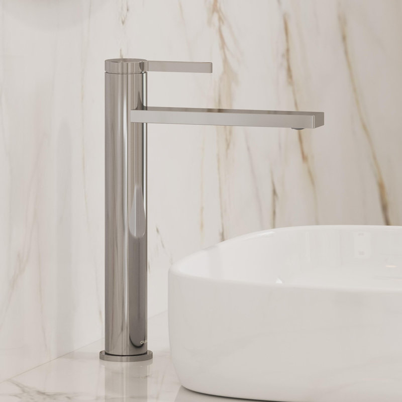 Robinet de lavabo vasque H 12 "avec bonde escamotable Tinian, robinet de salle de bain moderne monocommande et monocommande en chrome poli