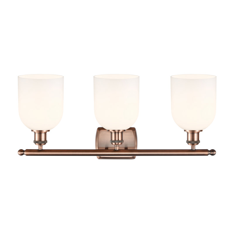 Anacaren 3 - Light Dimmable Vanity Light, Glossy White, Antique Copper