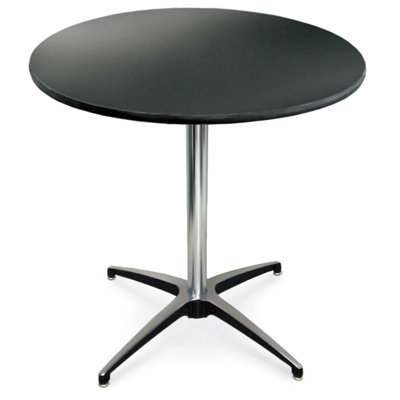 24" Top, Black Laminate, 30" Tall Pedestal Table
