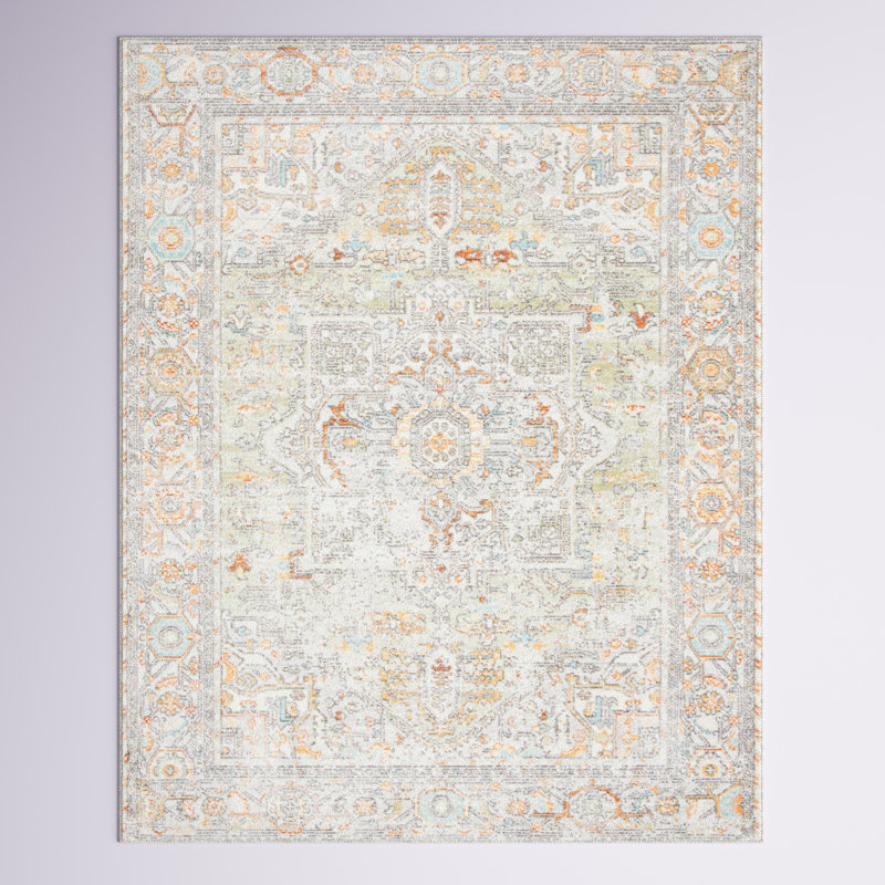 Oriental Sage/Beige Area Rug, Rectangle 5'3" x 7'7"