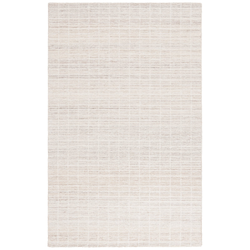Delsin Ebony Hand Tufted Wool/Cotton Striped Rug in Ivory/Beige, Rectangle 9' x 12'