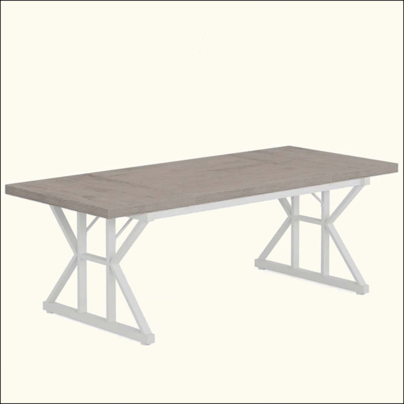 Kitchen Table,Rustic Dining Table,Modern Conference Table, White, Gray
