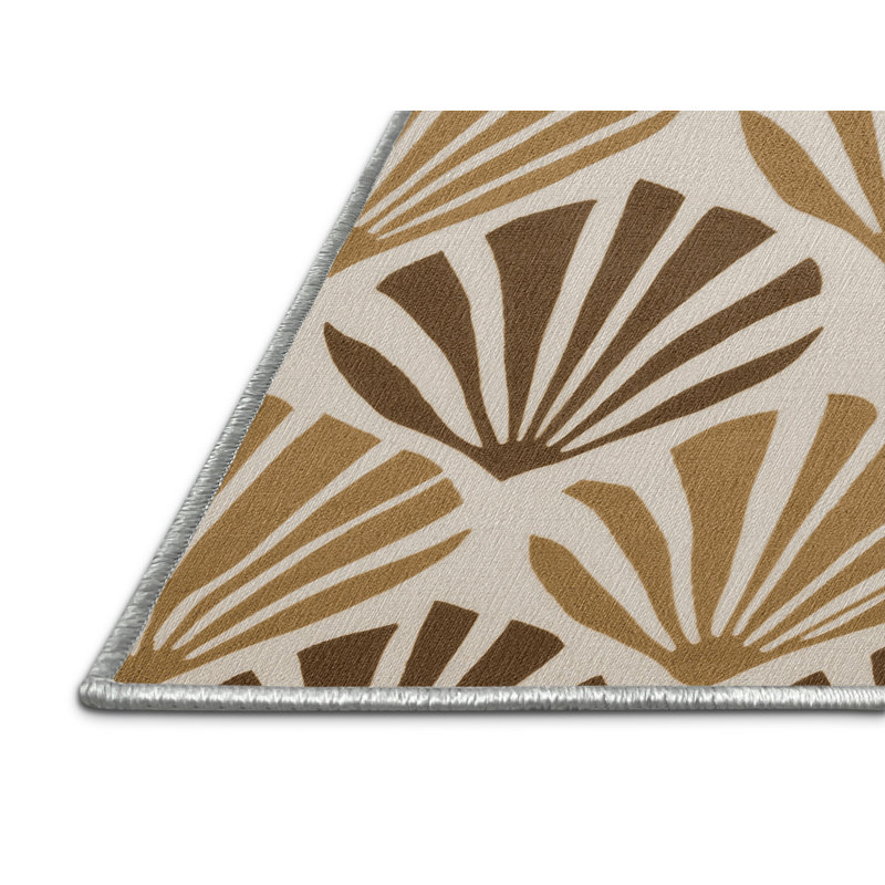 Washable Modernist Shell Study Coastal Area Rug, Round 5'