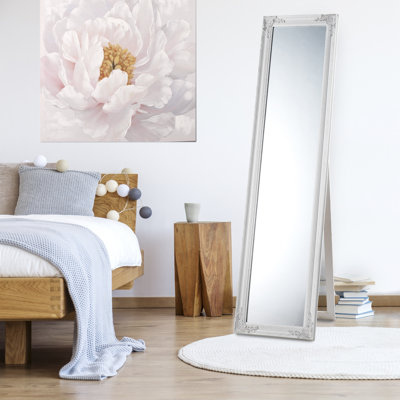 Anton Solid Wood Framed Freestanding Full Length Mirror in White
