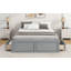 Structure de lit plateforme en bois grand format avec 6 tiroirs, gris-1905775226