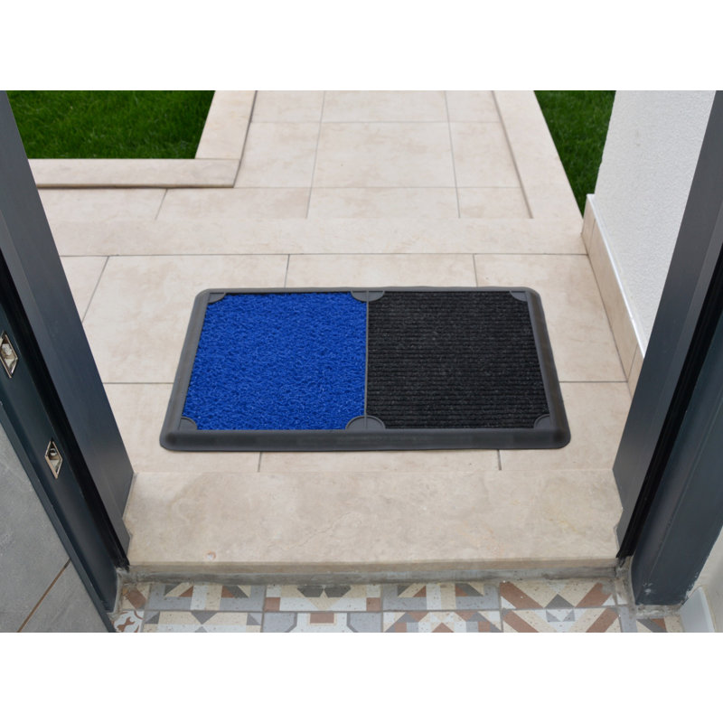 McAllen Non-Slip Outdoor Doormat, Blue/Black