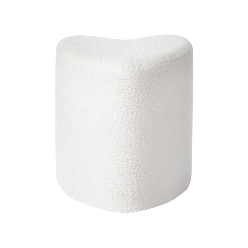 40cm Wide Heart Solid Colour Pouffe Ottoman, White