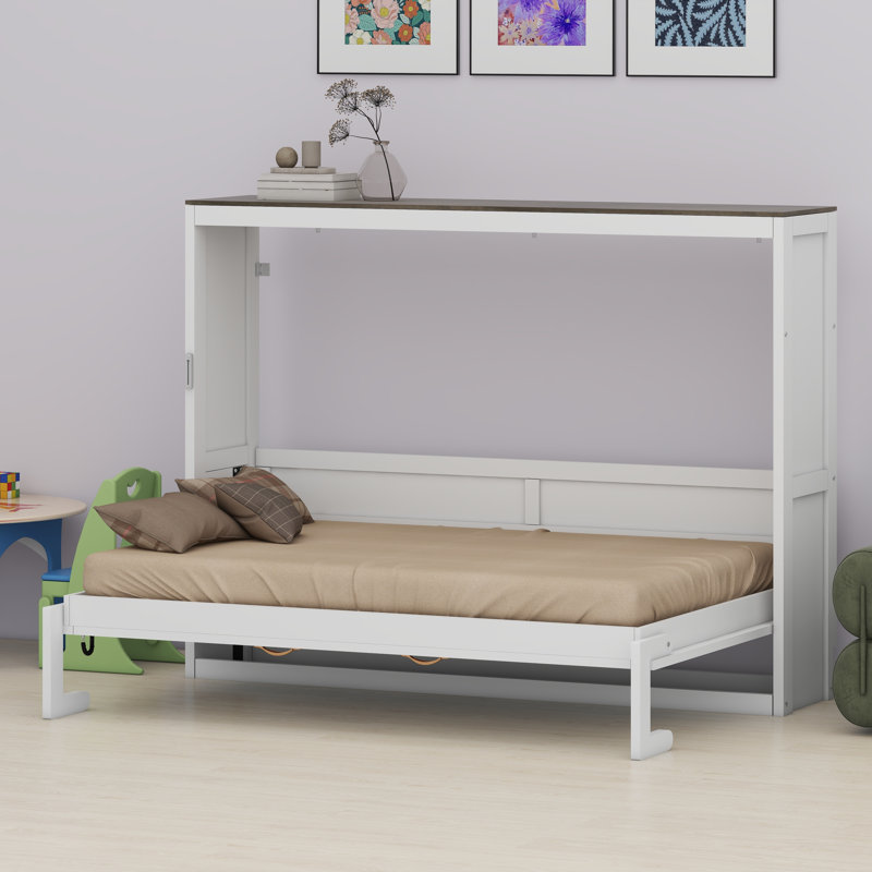 Lit escamotable pliable, Blanc, Grand lit