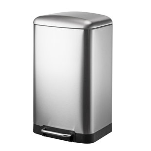 BinMax Silver Stainless Steel Wastebasket Kitchen Garbage Can 10.5 Gallon Step on Trash Bin with Lid