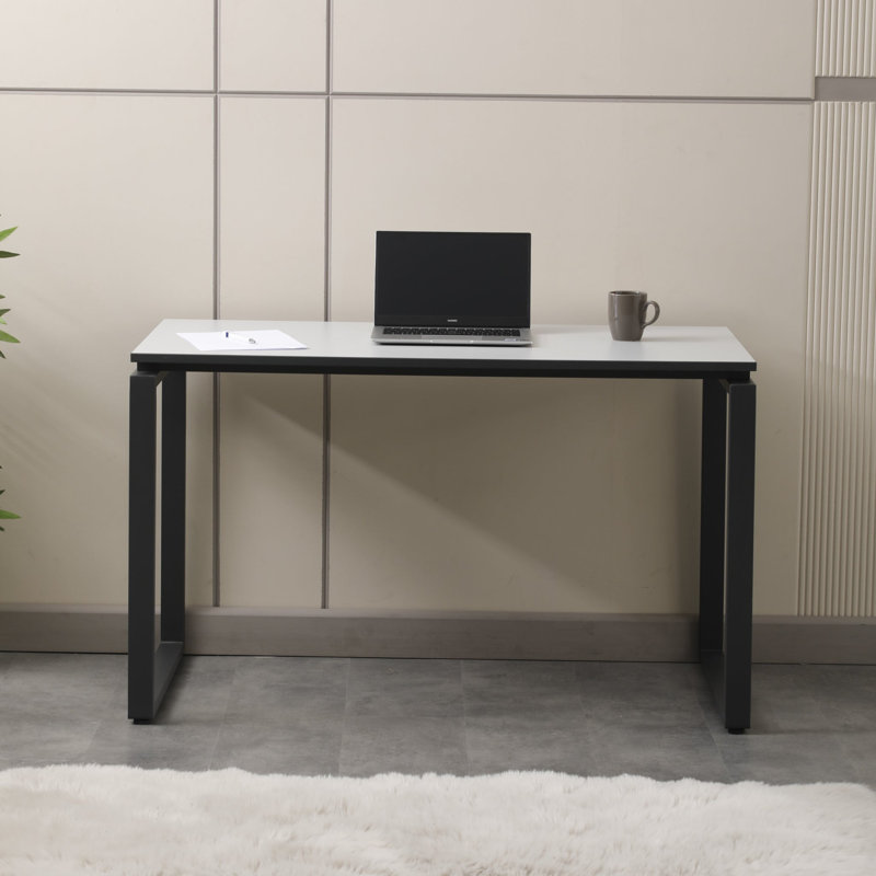 Bureau d'ordinateur NOVA Study, bureau, table de salle à manger, gris et anthracite, structure en métal, pieds rectangulaires