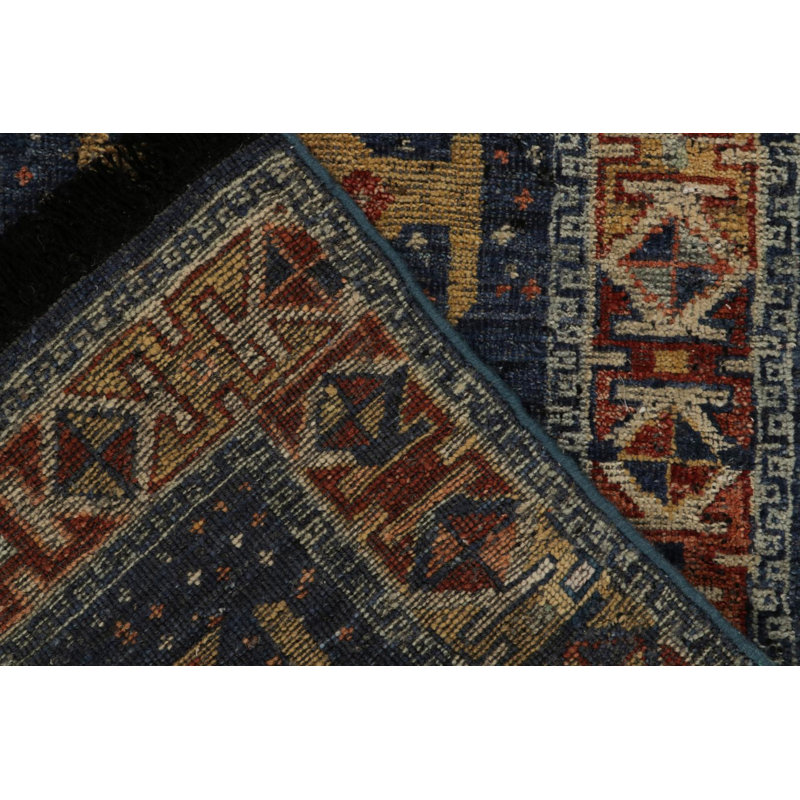 Burano Hand Knotted Wool Geometric Area Rug, Square 4'