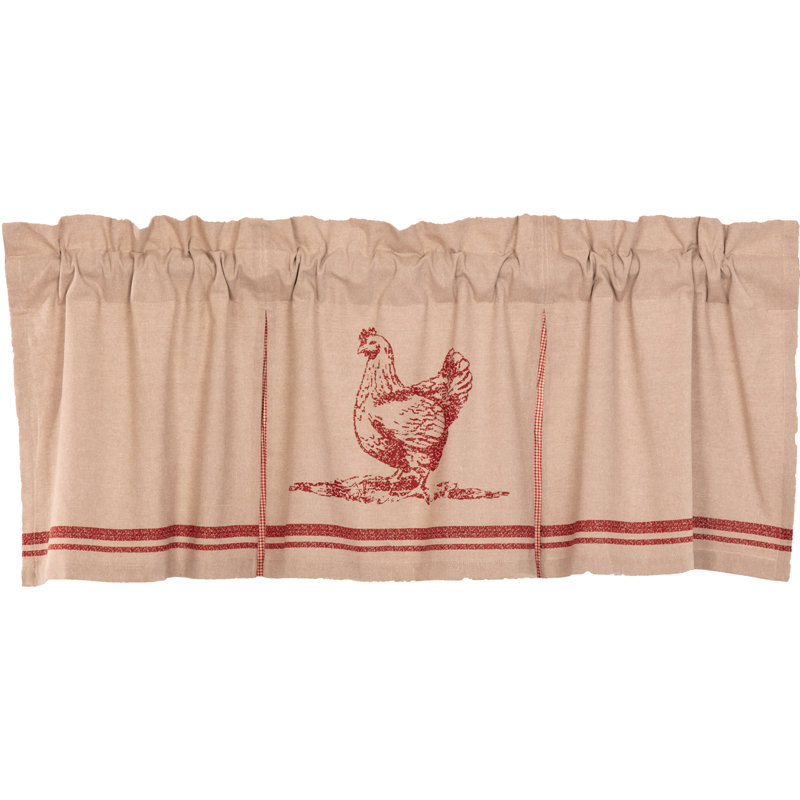 Sawyer Mill Cotton Tailored Window Valance, 20" W x 60" L, Red/Khaki