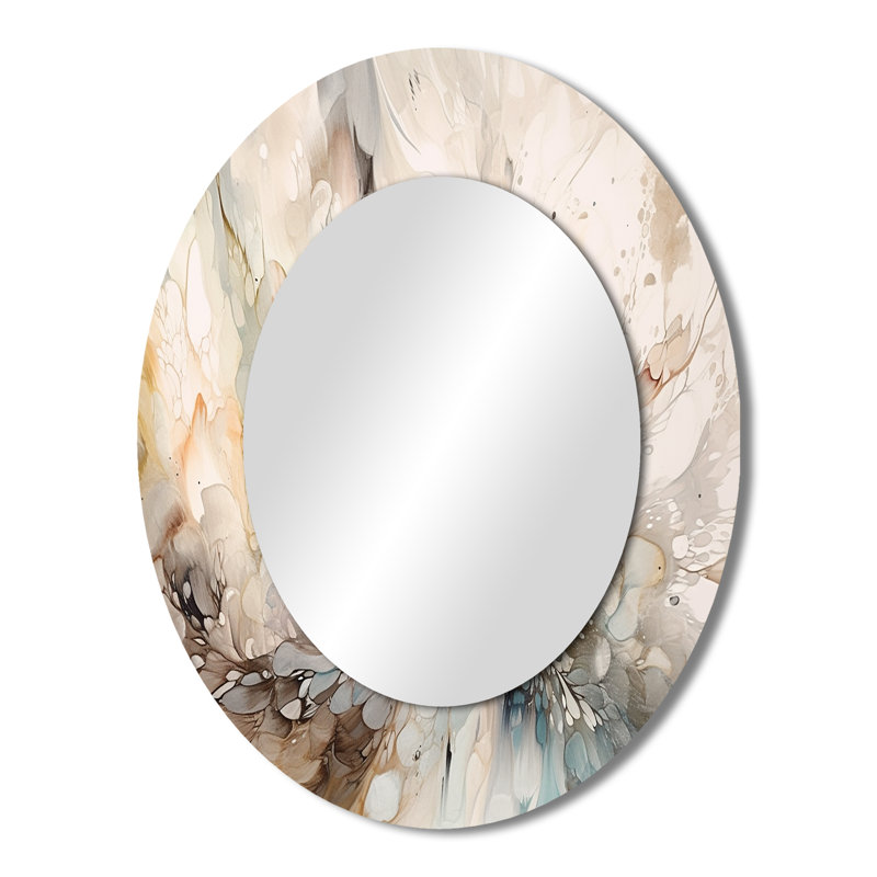 Miroir mural ovale blanc et gris, 43 po x 33 po