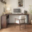 Bureau en noyer foncé + bois massif en forme de L noir + fer avec bureau à 4 tiroirs-1248846801