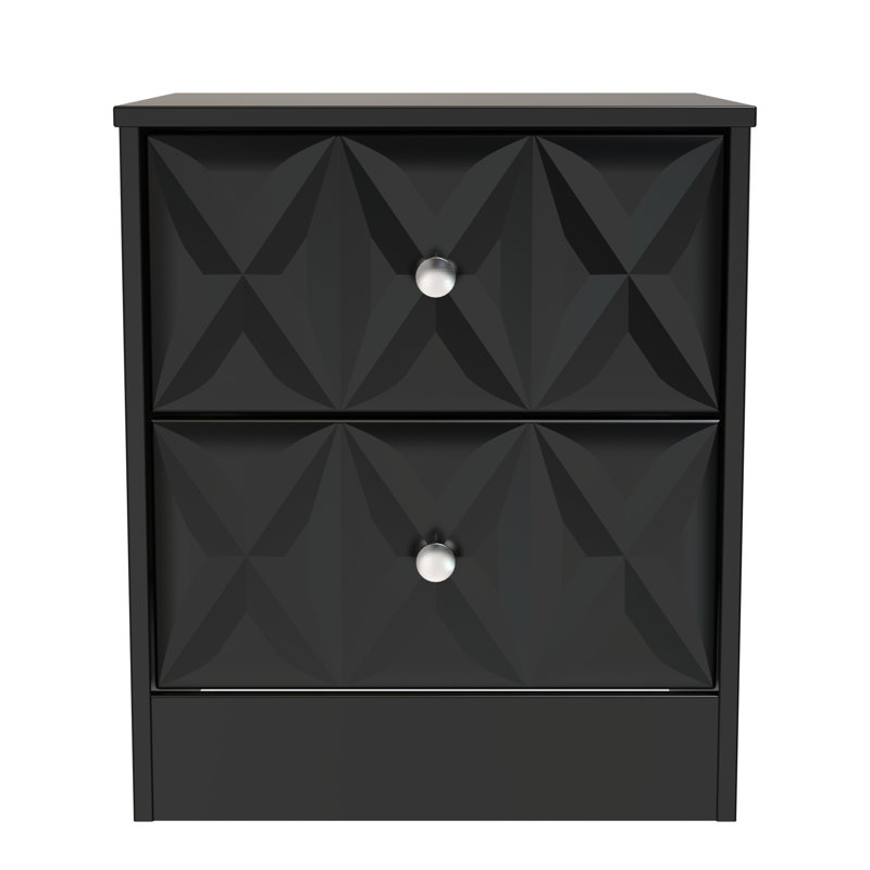 San Jose Bedside Table, Deep Black/Black Matt