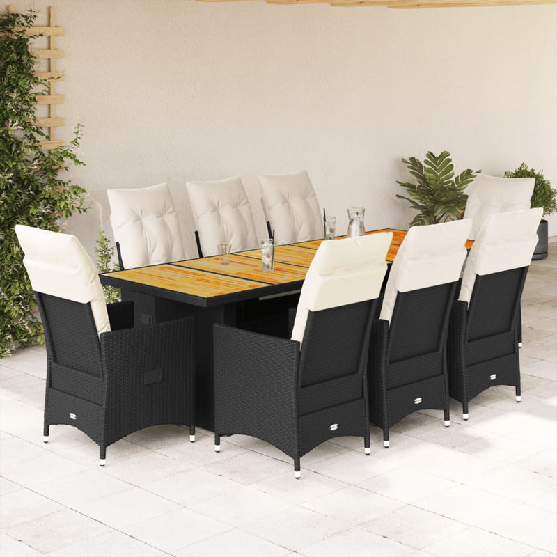  Bistro Set Black, Cream White, 8
