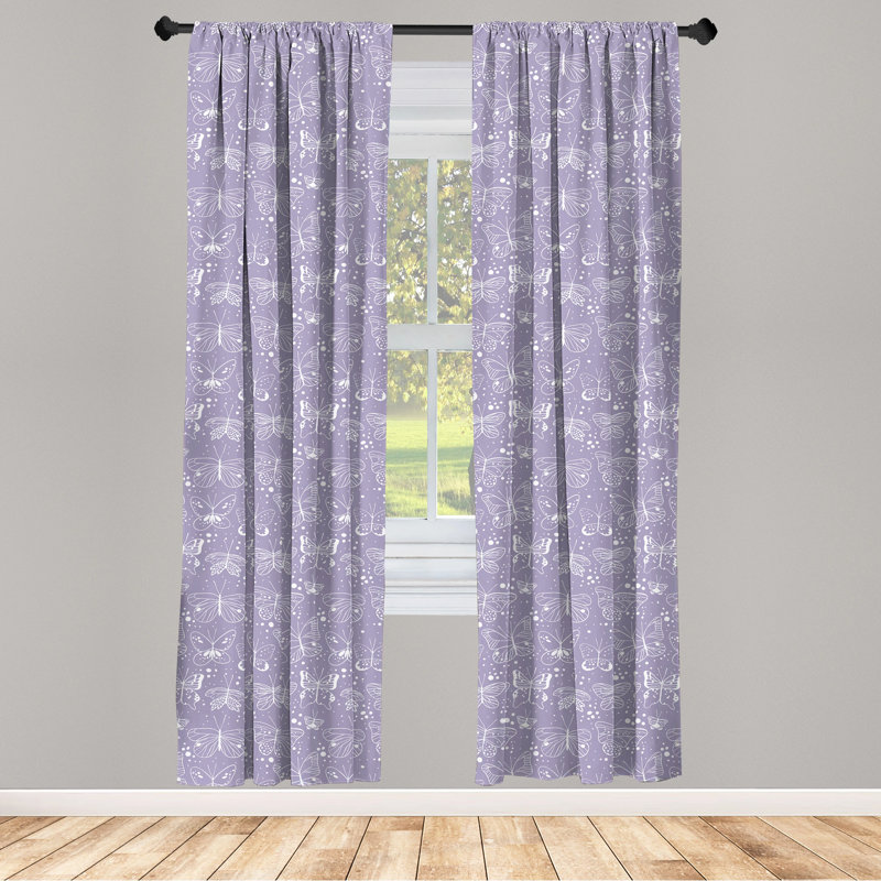 Butterfly Geometric Semi-Sheer Rod Pocket Curtain Panels, 28" W x 95" L
