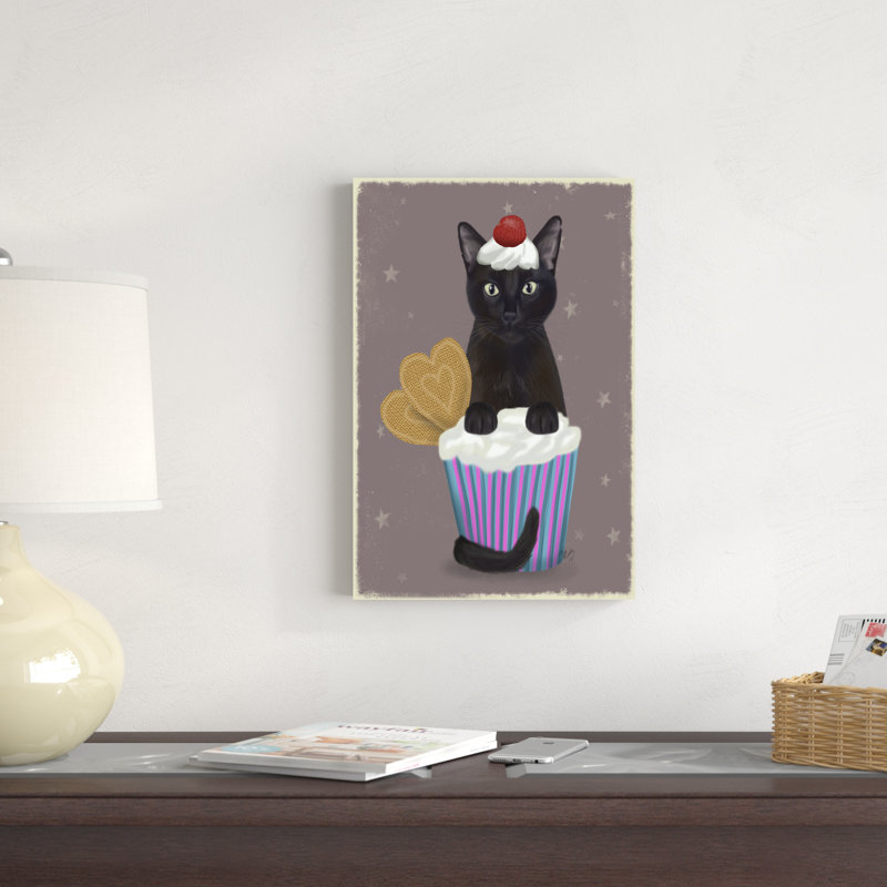 Petit chat noir, H 18 po x l 12 po x P 1,25 po