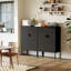 Armoire en métal noir avec tablettes réglables, buffet industriel de 47 po et station de café, armoire de rangement en acier ventilé avec portes magnétiques pour la cuisine, le bureau et le salon