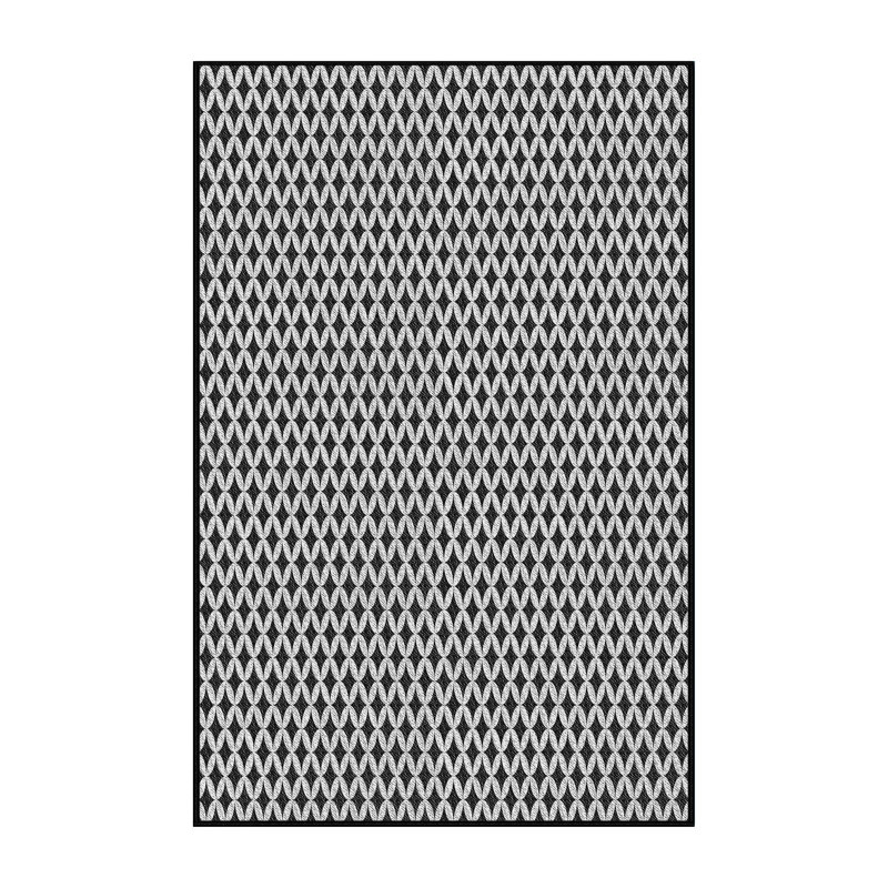 Tapis noir et blanc à motif géométrique, Rectangle 8 pi x 10 pi