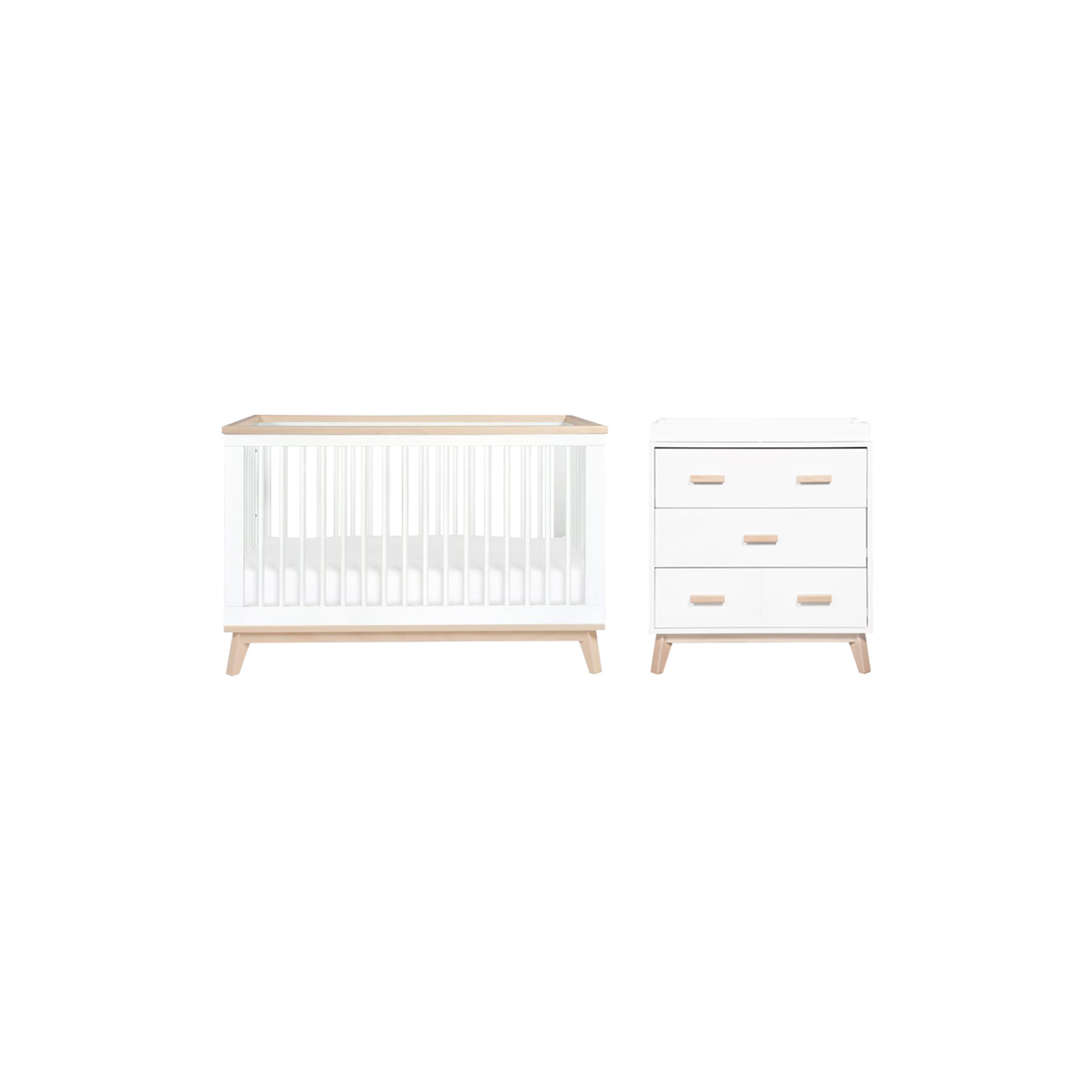 Scoot Convertible Standard Nursery Furniture Set, White/Washed Natural