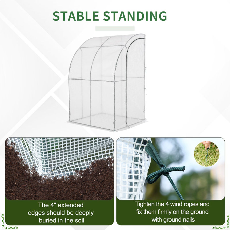 White PE Cover Lean-To Outdoor Greenhouse, 106 cm