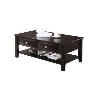 Coffee Table In Brown With Two Practical Drawers Meticulously Crafted