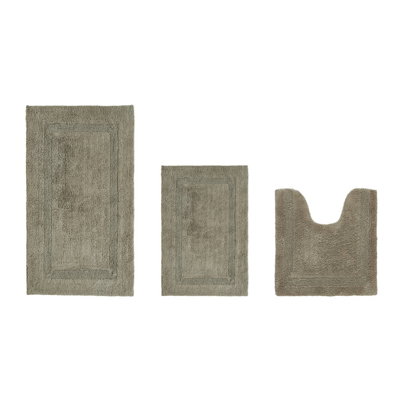 Annerose Premium 100% Cotton 3 Piece Bath Rug Sets, Machine Washable, Super Absorbent & Tufted Weave Reversible Bath Mat for Bathroom, Shower, and Tub, Oeko-Tex Certified Bathroom Rugs