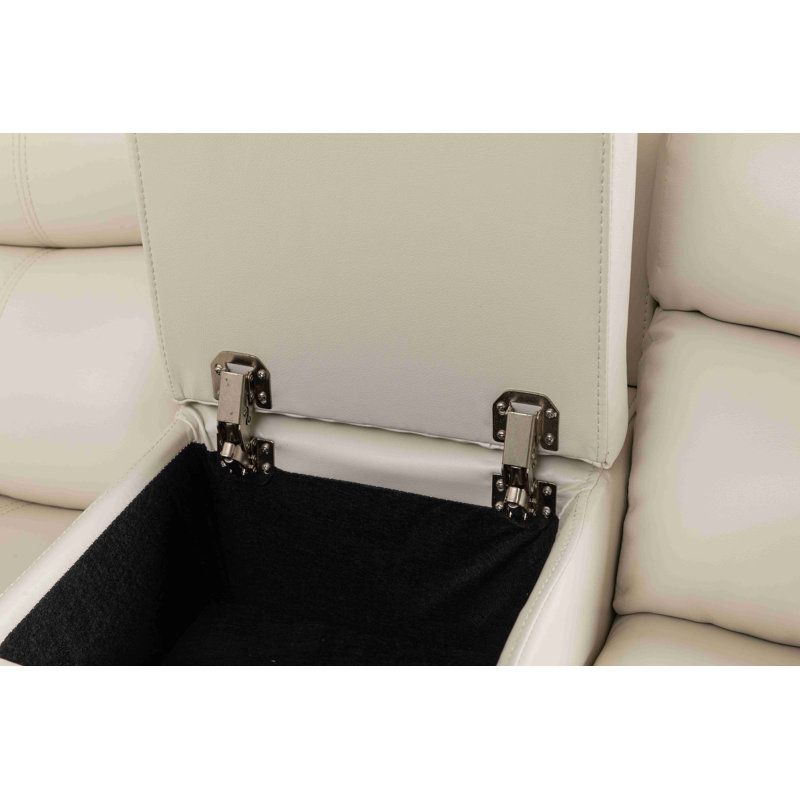 Bracyn 3 - Piece USB Vegan Leather Reclining Sectional with Sound System, White Faux Leather