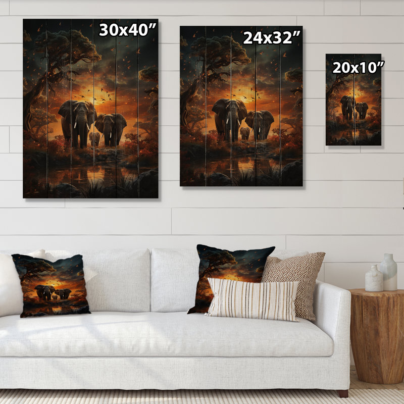 Safari céleste africain Ceilean III sur bois, H 32 po x l 24 po x P 0,78 po