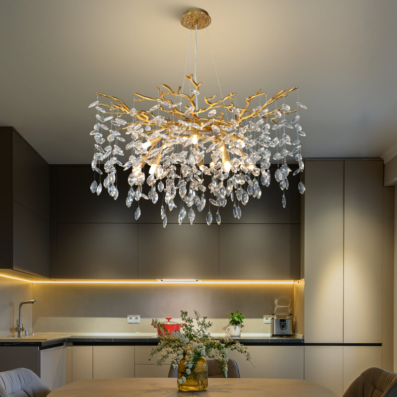 Lustre en cristal Paree Luxury, H 17,7 po x l 30 po x P 30 po, Doré