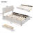 Queen Size Upholstered Platform Bed with 2 Drawers and 1 Twin XL Trundle, Classic Headboard Design, Beige-1530428726-1530428724
