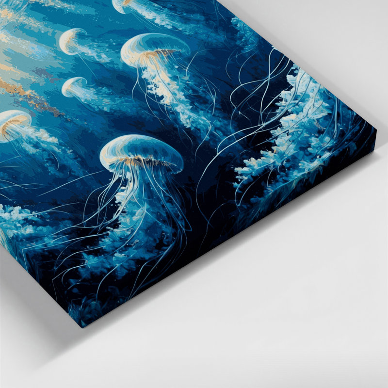 «Coastal Deep Sea Scene», art mural sur toile bleue, H 12 po x l 12 po