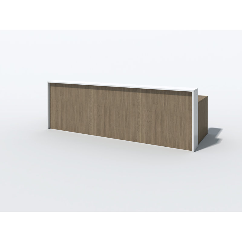 2 Person Rectangle Synthetic Laminate Reception Desk, Hi Teak