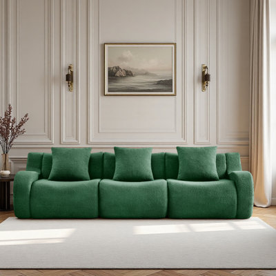 Canapé désossé, canapé 3 places en tissu Teddy de haute qualité, conception antidérapante, sans assemblage, éponge haute densité 32D pour le salon, la chambre à coucher, le coin lecture
