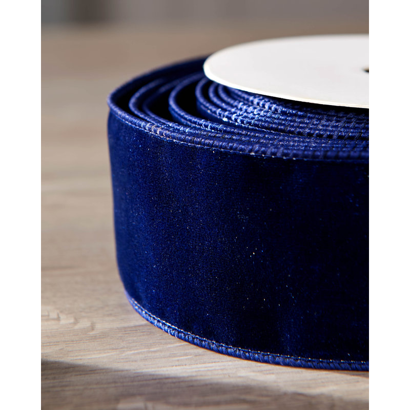 910cm Solid Colour Velvet Ribbon, Navy