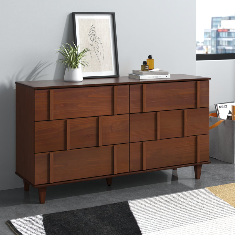 Commode double 6 tiroirs Aleyana, Noyer