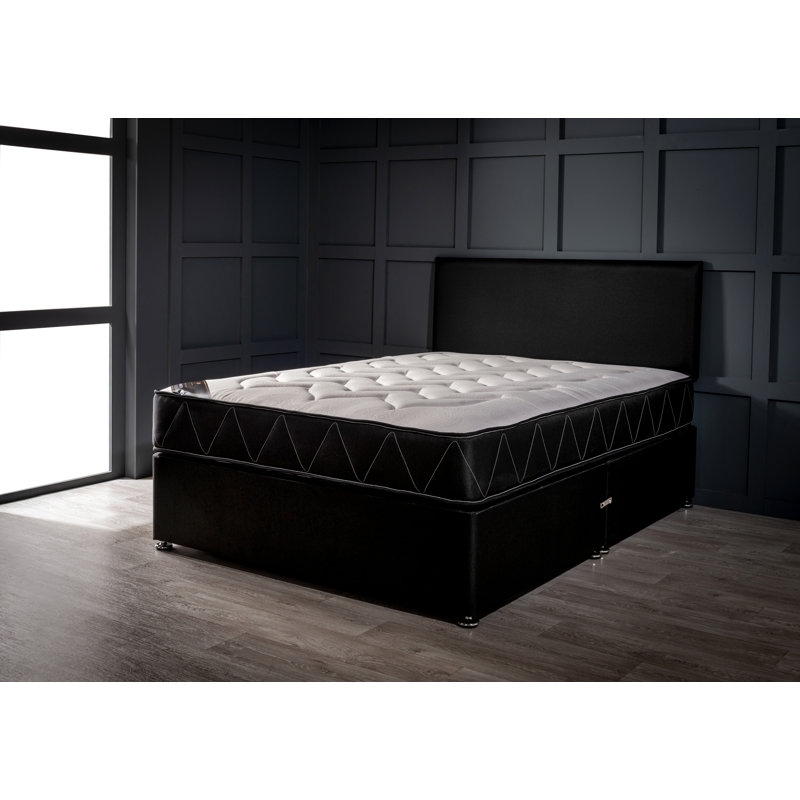 Palgrave Upholstered Bed with Mattress, 2 Drawers, Mink Plush Velvet, Small Single