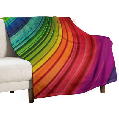 Rainbow Color Stripe Blanket for Home, Washable Throw Blanket for Travel, Lightweight Warm Blankets for Camping, Soft Bed Blankets for Women Men, Breathable Blankets 30"x40"
