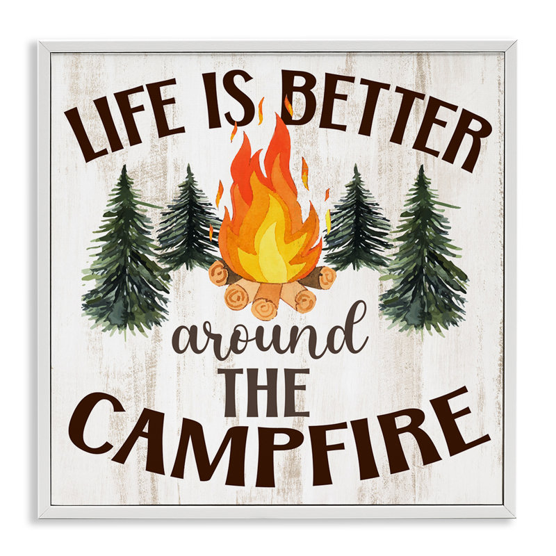 Rustic Campfire Phrase Framed Giclee Art by Kim Allen, Coastal White Framed Giclee, 12" H x 12" W