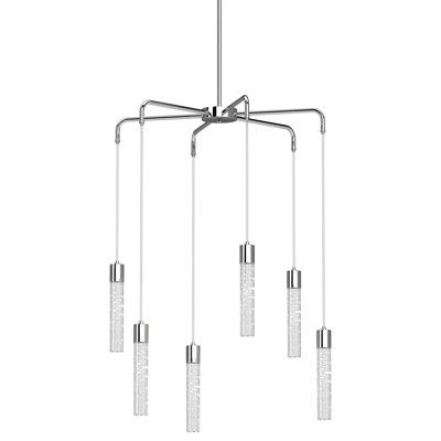  Red Barrel Studio® 1566-3 Contemporary 6-Light Integrated LED Indoor Chrome Chandelier with Clear Bubble Acrylic