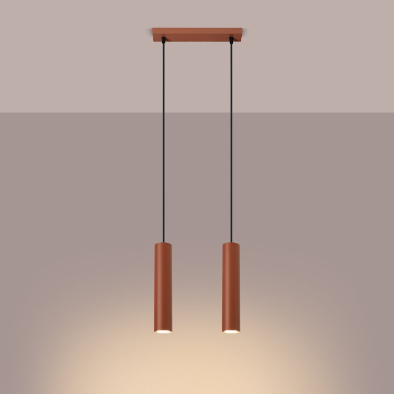 Bergmundur - Light Stainless Steel Pendant, Red, 13cm W x 14cm D, 2 Lights