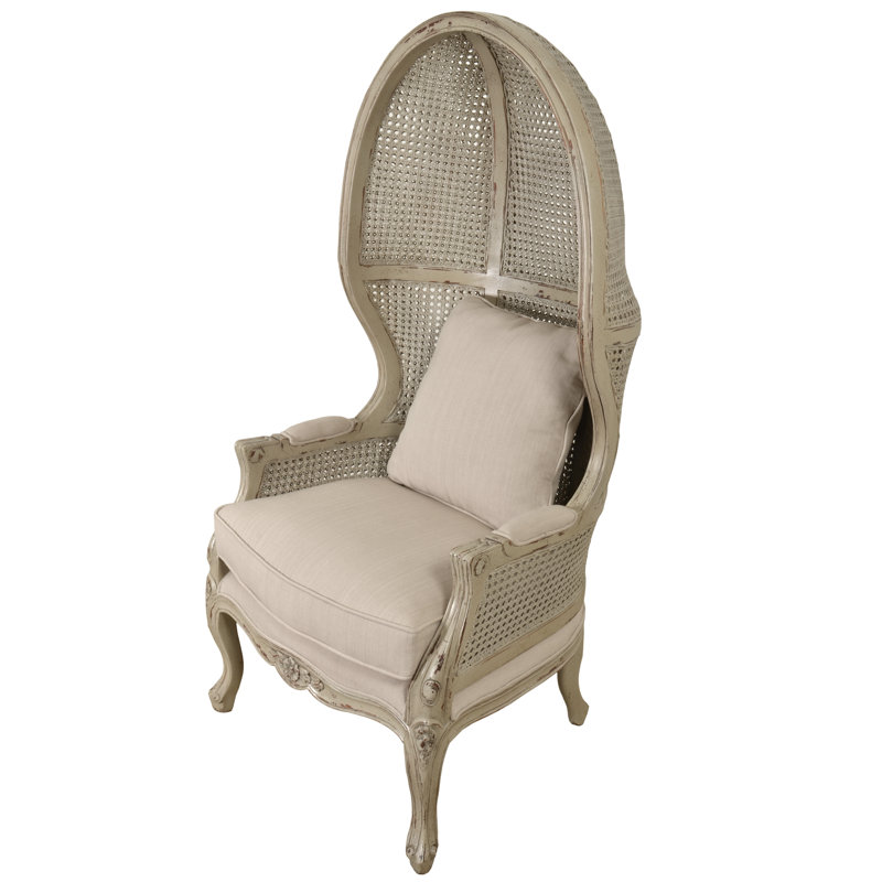 Havel Upholstered Accent Chair, Gray Frame/Beige Cushion